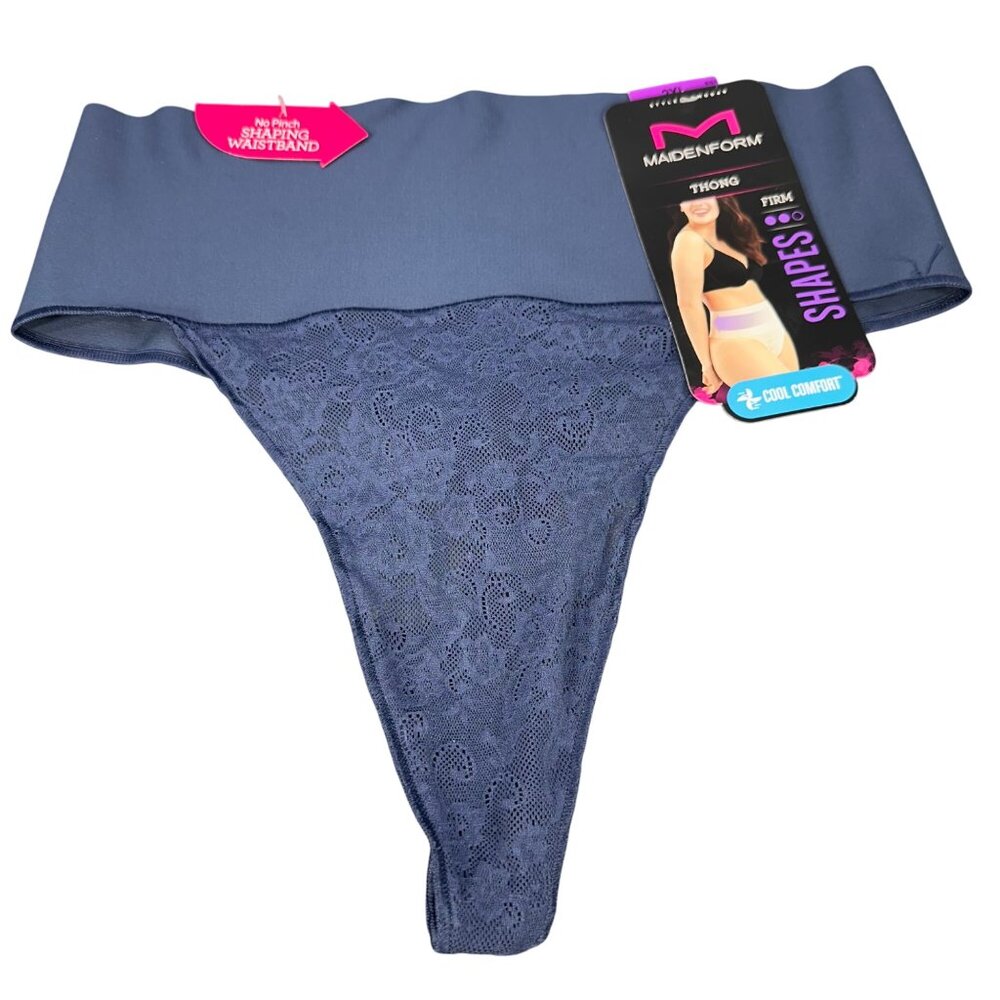 Maidenform Womens Size 2XL Shaper Thong Firm Control Lace Navy Blue New